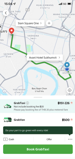 配車サービス グラブタクシー”Grab”を使ってバンコク市内移動が楽々に♫